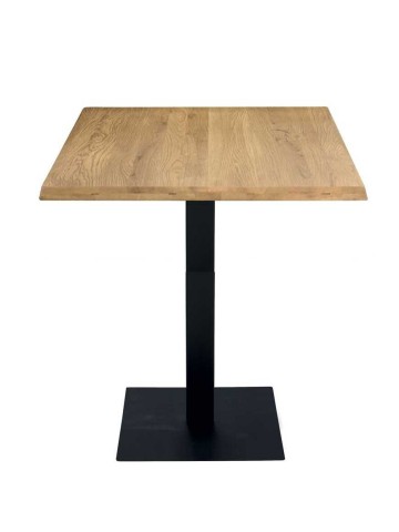 Tavolo Snack h. 108 Base Quadrata in Ferro Piano Rovere Nodato