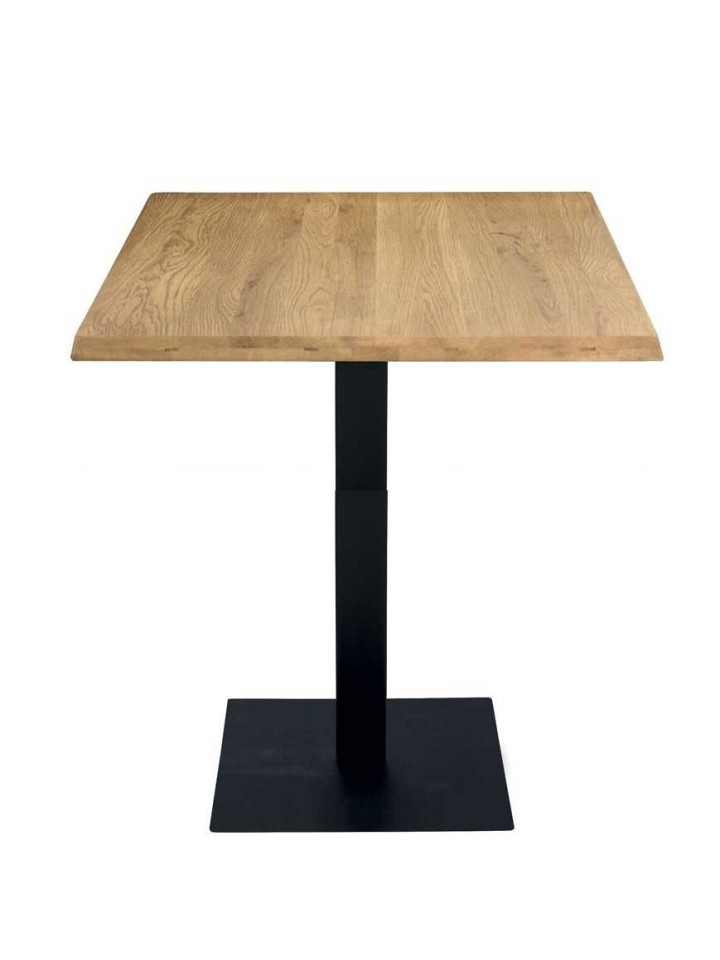 Tavolo Snack h. 108 Base Quadrata in Ferro Piano Rovere Nodato