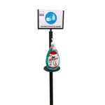 Colonna Porta Dispenser con Display in ferro base tonda per Disinfettante Gel Mani