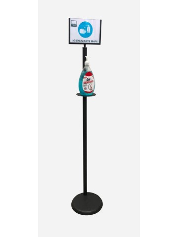 Colonnina Porta Dispenser in ferro base tonda per Igienizzante Gel Mani
