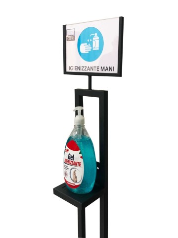 Piantana Porta Dispenser con Display Informativo per Igienizzante Mani