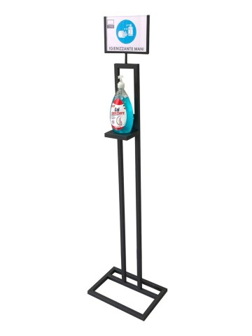 Colonnina Porta Dispenser in ferro base tonda per Igienizzante Gel Mani