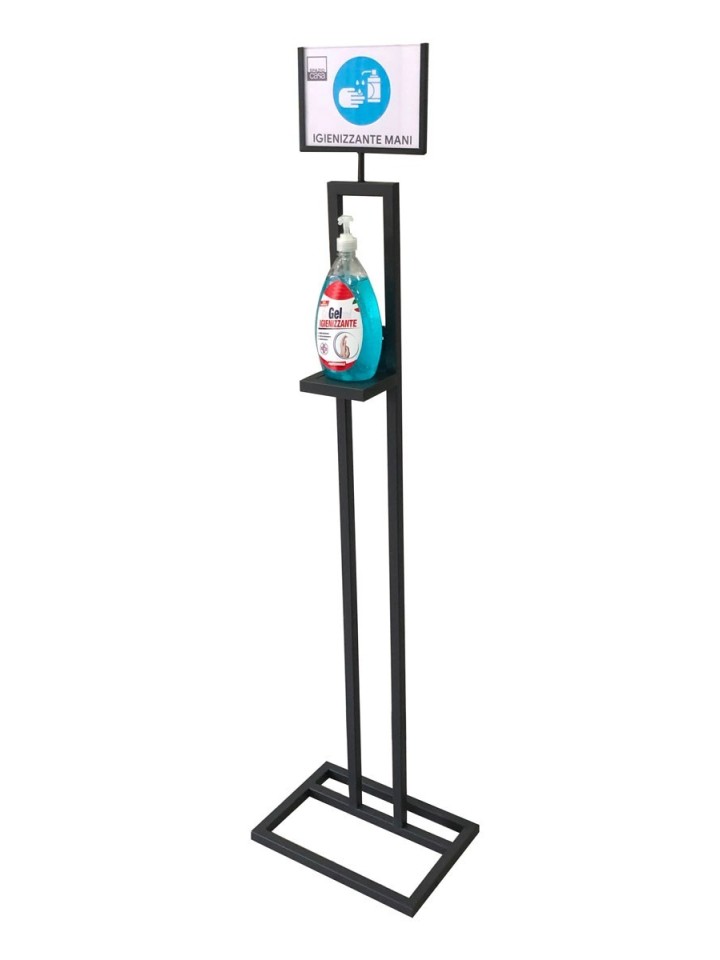 Piantana Porta Dispenser con Display Informativo per Igienizzante Mani