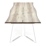 Tavolo con Base in Vetro e Piano in Legno