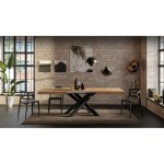 Tavolo Allungabile in Rovere Nodato con Gambe Incrociate Nere