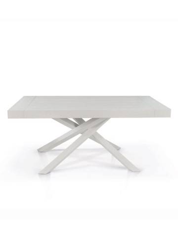 Tavolo Rettangolare Allungabile con Gambe Incrociate Piano Bianco Consumato