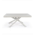 Tavolo Rettangolare Allungabile con Gambe Incrociate Piano Bianco Consumato