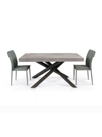 Tavolo Rettangolare Allungabile con Gambe Incrociate Piano Nobilitato Beton