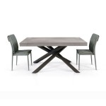 Tavolo Rettangolare Allungabile con Gambe Incrociate Piano Nobilitato Beton