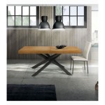 Tavolo Allungabile in Rovere Nodato con Gambe Incrociate Nere