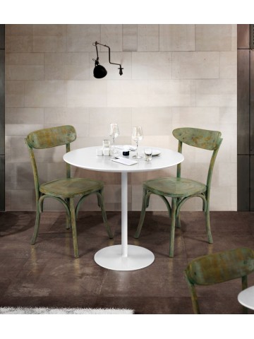 Tavolo Rotondo in Metallo Bianco Opaco