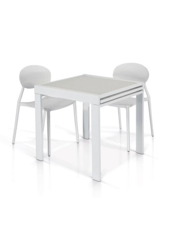 Tavolo Quadrato Bianco Allungabile in Vetro