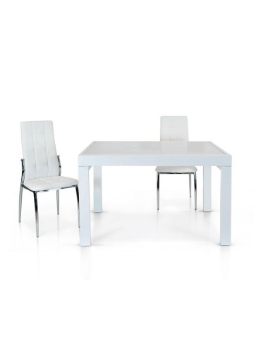 Tavolo Allungabile Rettangolare Vetro e Metallo Bianco