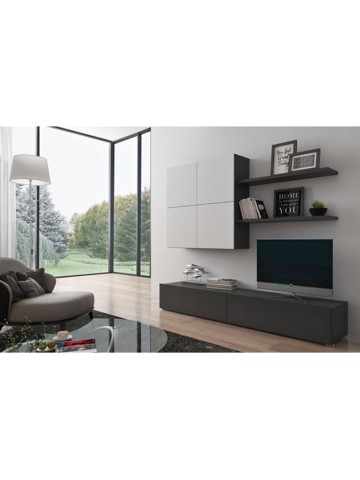 Parete Attrezzata NOX Antracite/Bianco