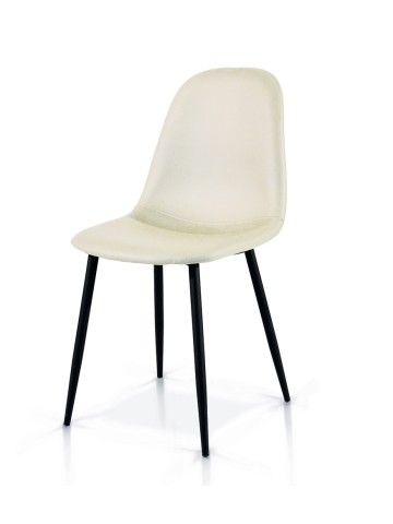 Sedia in Metallo con seduta in Ecopelle Bianco