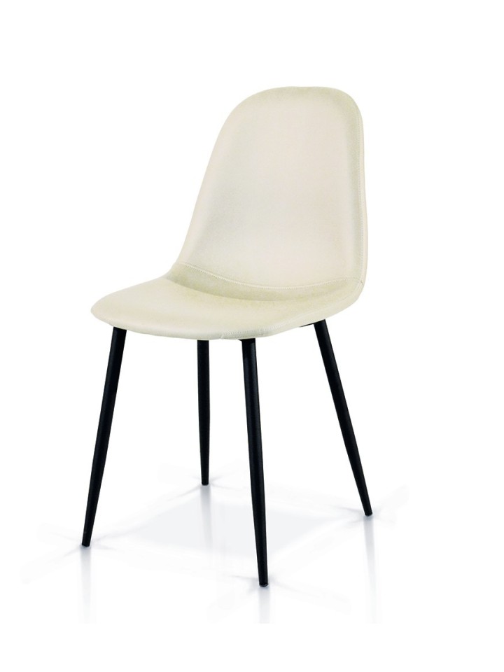 Sedia in Metallo con seduta in Ecopelle Bianco