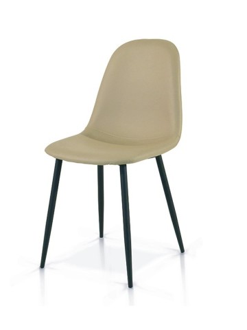 Sedia in Metallo con seduta in Ecopelle Beige