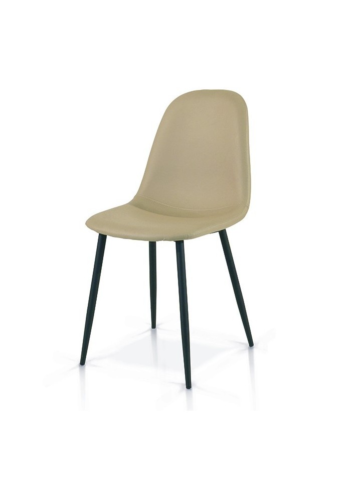 Sedia in Metallo con seduta in Ecopelle Beige