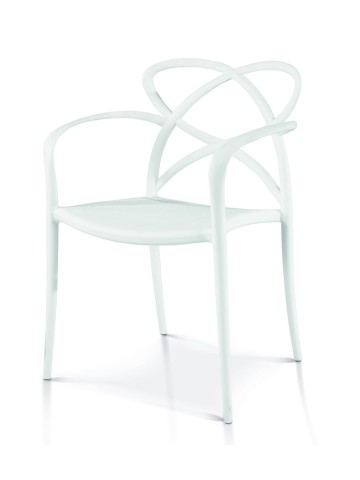 Sedia di Design in Polipropilene con Braccioli Bianca