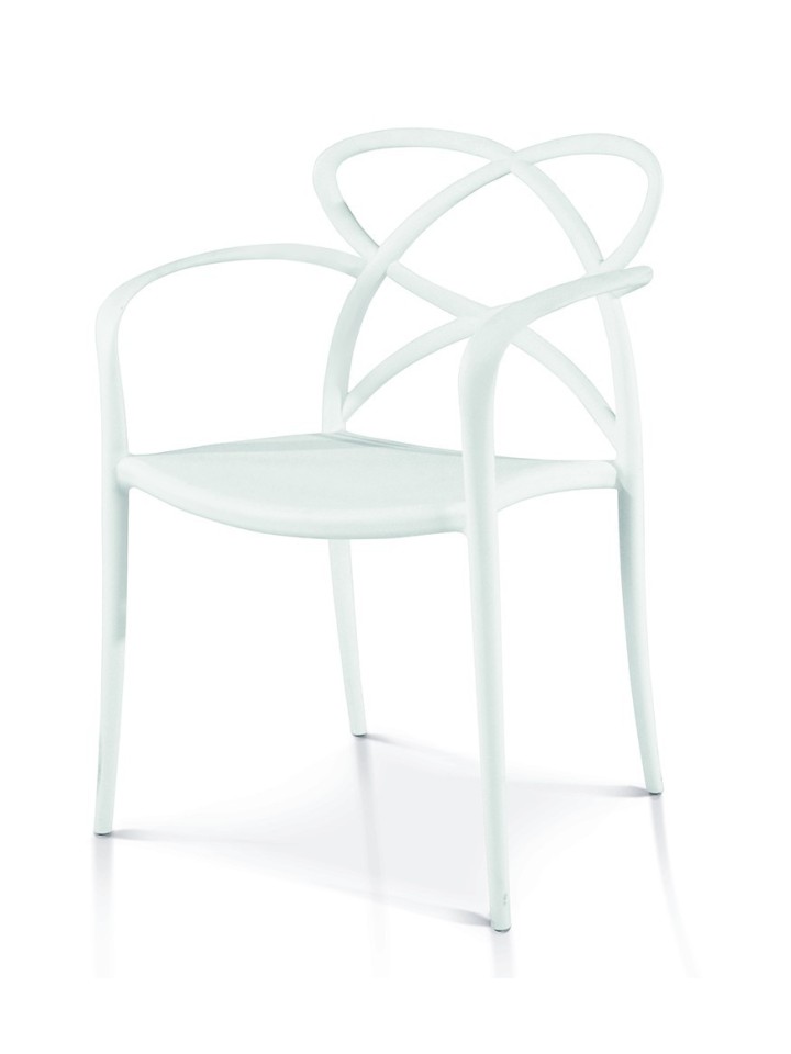 Sedia di Design in Polipropilene con Braccioli Bianca