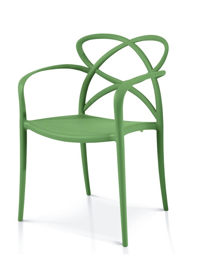 Sedia di Design in Polipropilene con Braccioli Avocado