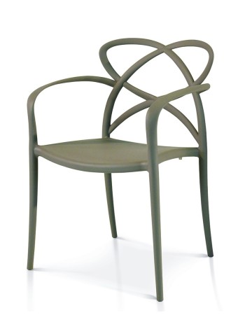 Sedia di Design in Polipropilene con Braccioli Grigio Caldo
