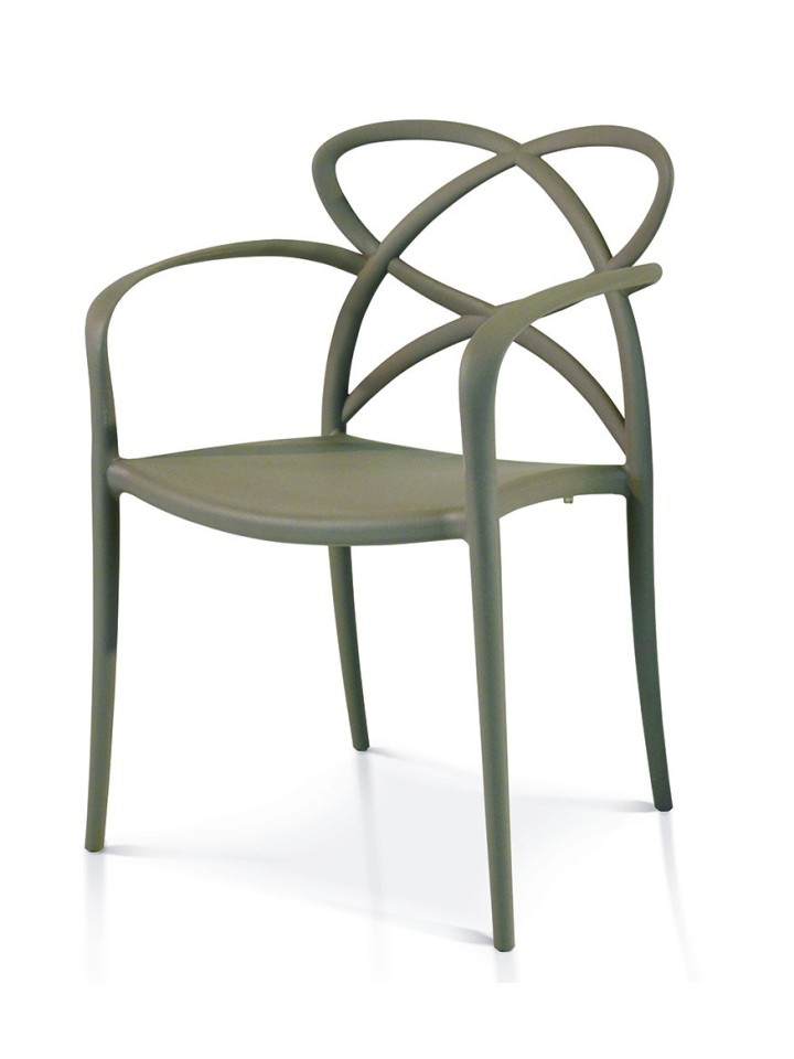 Sedia di Design in Polipropilene con Braccioli Grigio Caldo