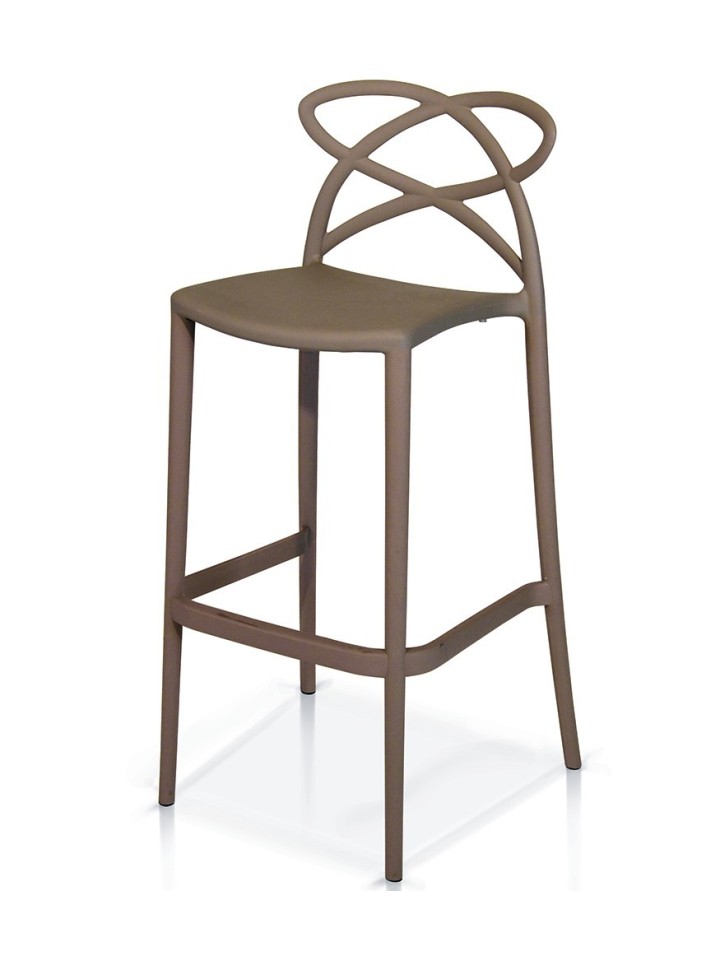 Sgabello di Design in Polipropilene con Braccioli Grigio Caldo