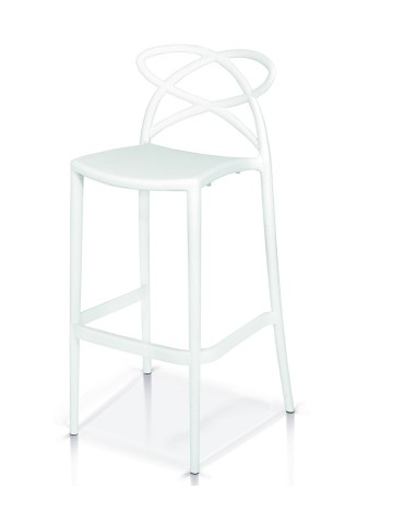 Sgabello di Design in Polipropilene con Braccioli Bianco