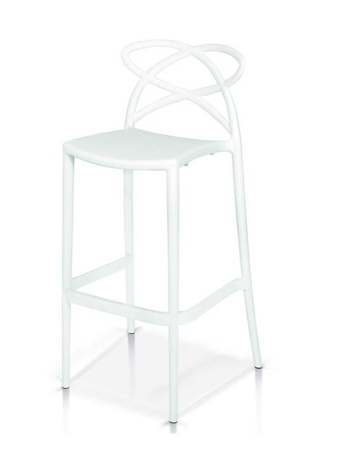 Sgabello di Design in Polipropilene con Braccioli Bianco