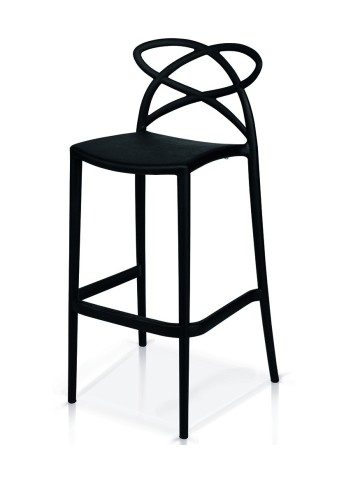 Sgabello di Design in Polipropilene con Braccioli Nero