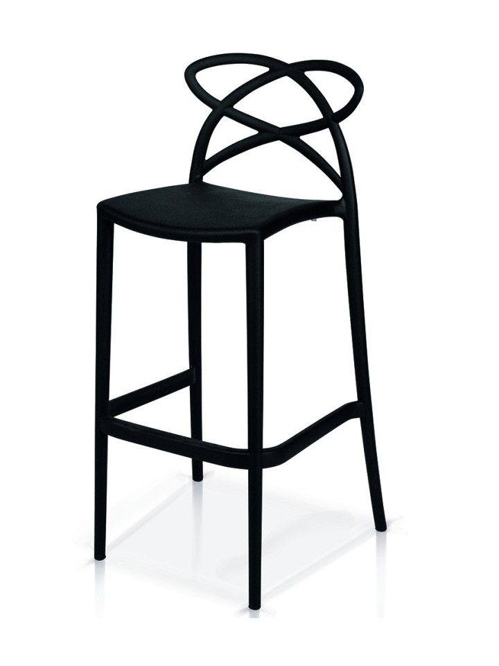 Sgabello di Design in Polipropilene con Braccioli Nero