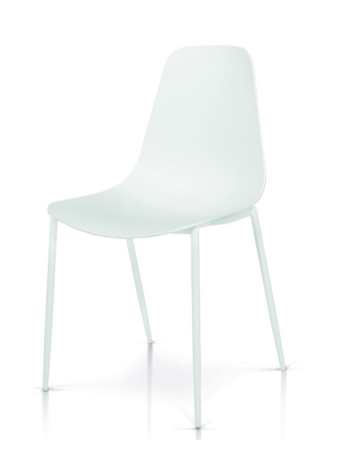 Sedia in Metallo con seduta in Polipropilene Bianco