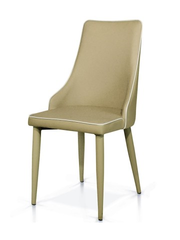 Sedia Moderna Imbottita in Ecopelle Tortora