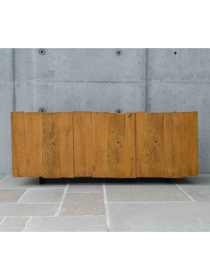 Credenza 3 Ante Rovere con Piedi in Ferro