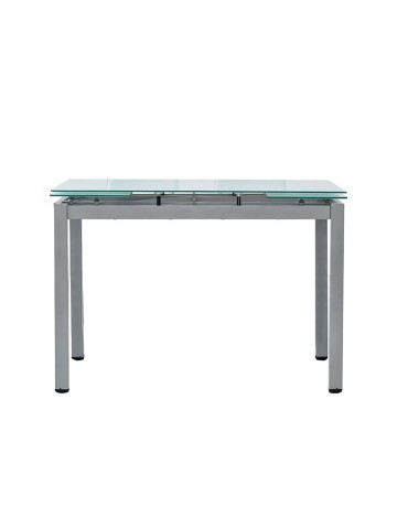 Set Tavolo bianco rettangolare allungabile in vetro + 4 Sedie in acciaio