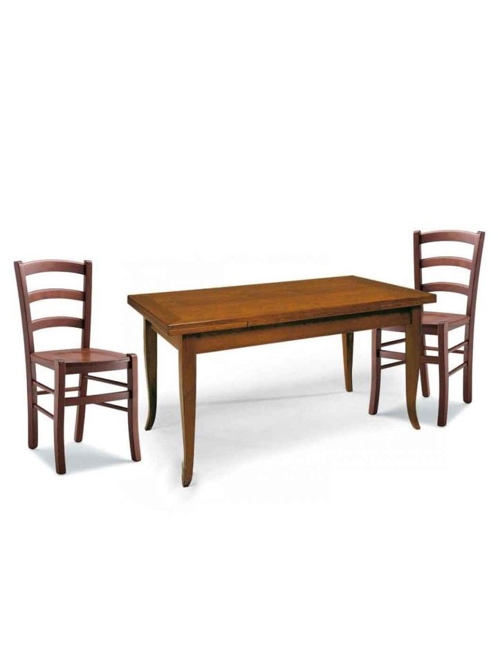 Set Tavolo da cucina 160 x 85 allungabile + 6 Sedie Legno massello