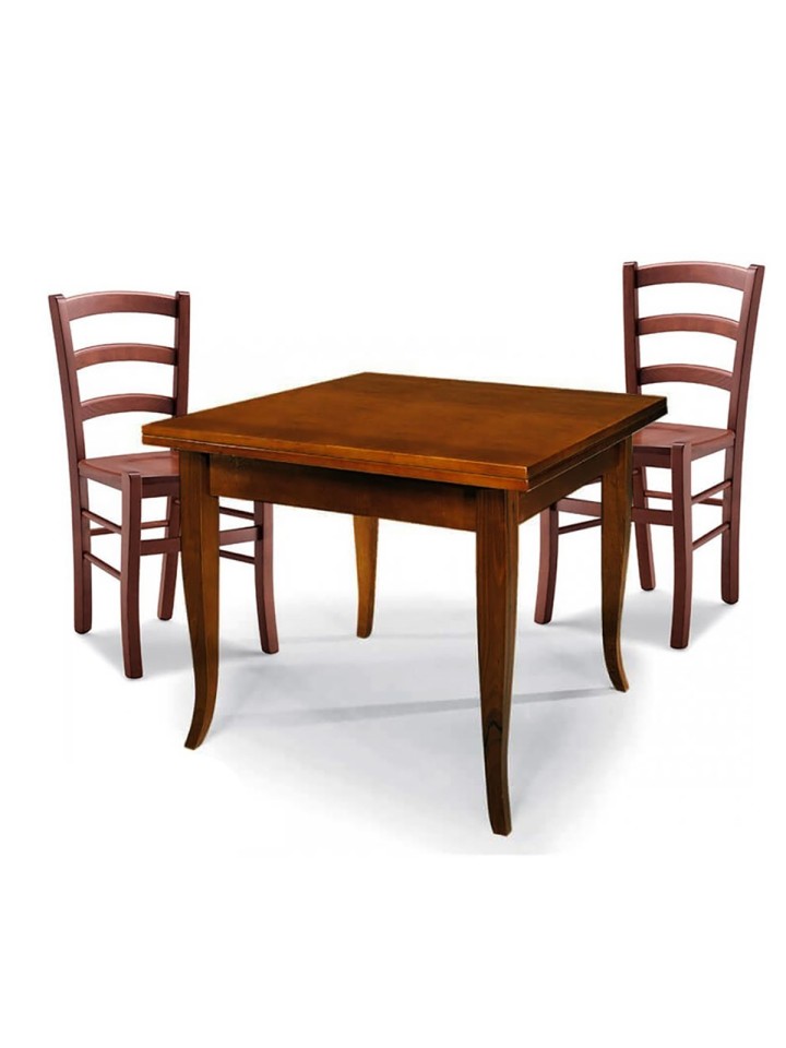 Set Tavolo quadrato allungabile + Sedie Venezia seduta massello Noce