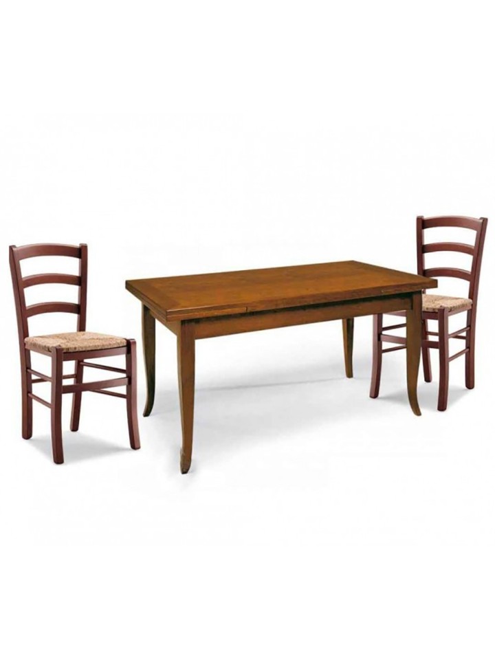 Set Tavolo da cucina 160 x 85 allungabile + 6 Sedie Legno massello