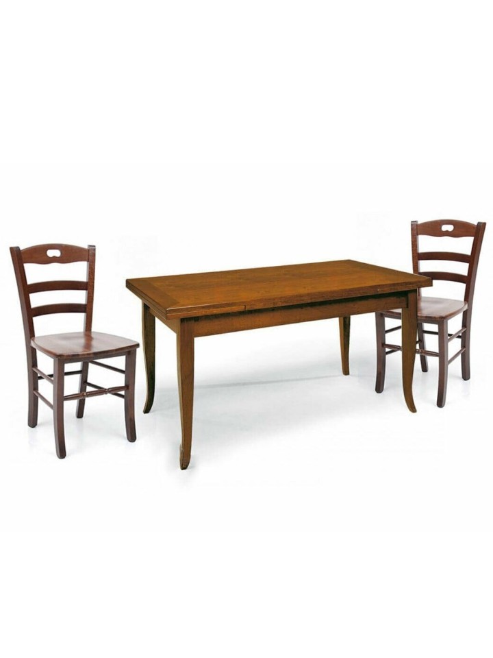 Set Tavolo rettangolare allungabile + Sedie Rochelle seduta massello Noce
