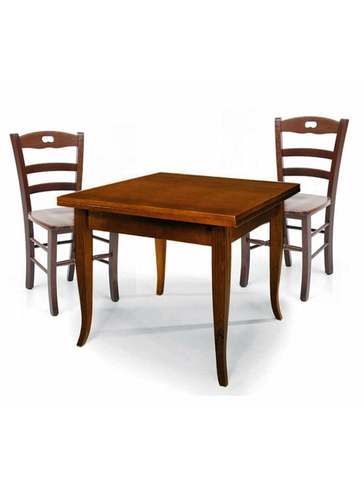 Set Tavolo da cucina 160 x 85 allungabile + 6 Sedie Legno massello