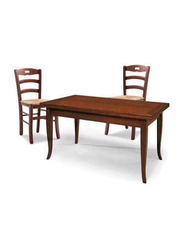 Set Tavolo rettangolare allungabile + Sedie Rochelle seduta paglia Noce