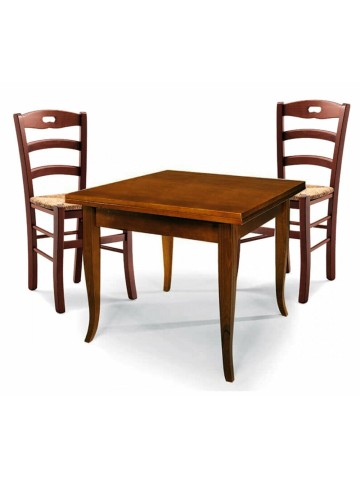 Set Tavolo quadrato allungabile + Sedie Rochelle  seduta massello Noce