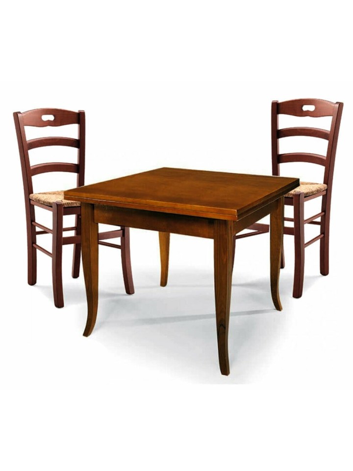 Set Tavolo da cucina 160 x 85 allungabile + 6 Sedie Legno massello