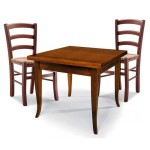 Set Tavolo quadrato allungabile + Sedie Venezia seduta paglia Noce