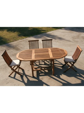 Set da esterno Tavolo + Sedie in Legno Teak Lipari
