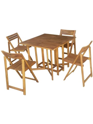 Set da esterno Tavolo + 4 sedie in legno d'acacia
