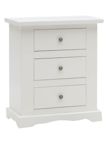Comodino in legno 3 Cassetti Bianco