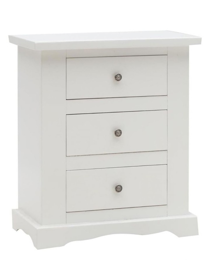 Comodino in legno 3 Cassetti Bianco