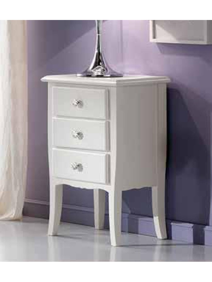 Comodino in legno Shabby Chic Bianco